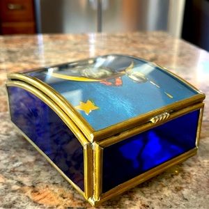 Vintage Stars-Moon-Brass & Glass Music Box